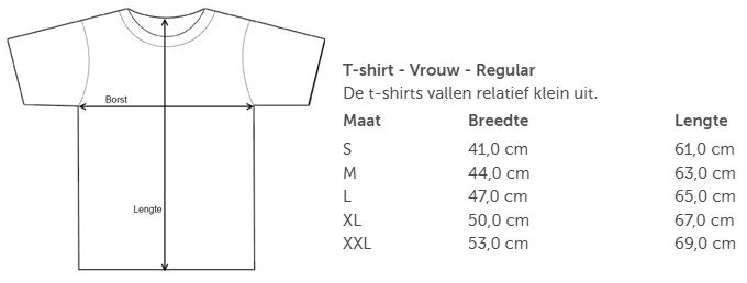 tshirt dames tabel